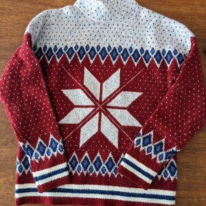 Red white and blue Nordic mockneck sweater